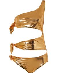 Lisa Marie Fernandez Bianca One-shoulder Cutout Metallic Stretch-pvc Swimsuit