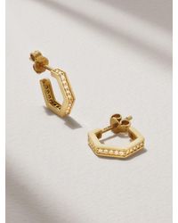 KOLOURS JEWELRY - Hexagon Small 18-Karat Diamond Hoop Earrings - Lyst