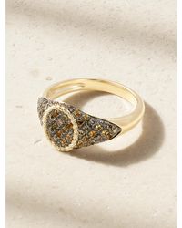 Yvonne Léon - Baby Chevalière Ovale 9-Karat, Diamond And Citrine Signet Ring - Lyst