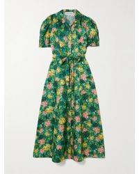 Saloni - Robe-Chemise Midi En Soie Imprimée À Ceinture Vanessa D - Lyst