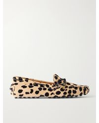 Tod's - Gommino Bow-Detail Animal-Print Calf-Hair Loafers - Lyst