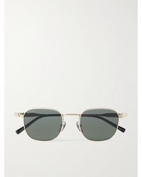 Gucci - Goldfarbene Sonnenbrille Mit Eckigem Rahmen Und Details Aus Emaille - Lyst