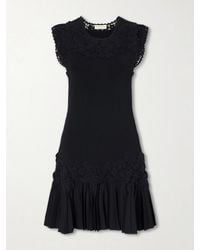 Ulla Johnson - Noemie Crochet-Trimmed Ribbed Mini Dress - Lyst