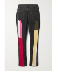 Still Here Pillow Tate Cropped Striped High-rise Straight-leg Jeans - Black