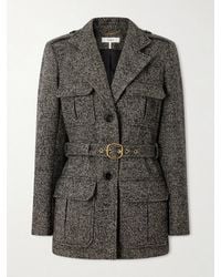Chloé - Belted Herringbone Wool-Blend Jacket - Lyst