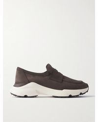 Tod's - Shearling-Lined Suede Loafers - Lyst