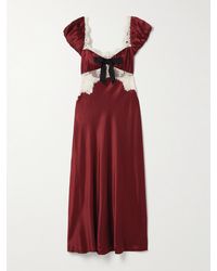 Doen - Veda Bow-Detailed Corded Lace-Trimmed Silk-Charmeuse Midi Dress - Lyst