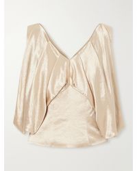 Abadia - Laila Pleated Satin Blouse - Lyst