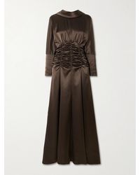 Violante Nessi - Edgar Button-Embellished Ruched Satin Gown - Lyst