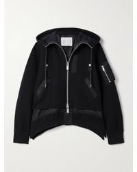 Sacai - Layered Satin And Grosgrain-Trimmed Cotton-Blend Jersey Hoodie - Lyst