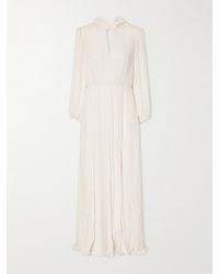Saloni - Floral-Print Silk-Crepon Gown - Lyst