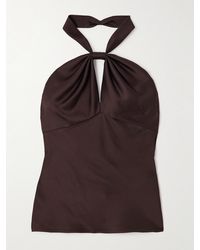 Tom Ford - Neckholder-Oberteil Aus Glänzendem Crêpe Mit Cut-Out - Lyst