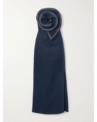 ANDRES OTALORA - Tactos Trägerloses Besticktes Maxikleid Aus Leinen Mit Applikation - Lyst