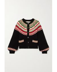 The Great The Holiday Fair Isle Cotton-blend Cardigan - Black