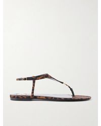 Saint Laurent - Cassandra Logo-Embellished Leopard-Print Canvas Sandals - Lyst
