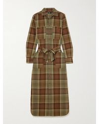 RRL - Selina Belted Checked Cotton-Flannel Maxi Shirt Dress - Lyst