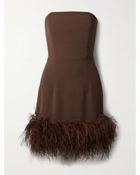 16Arlington - Minelli Strapless Feather-Trimmed Crepe Mini Dress - Lyst