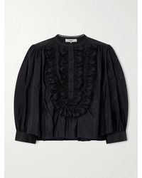 Chloé - Ruffled Broderie Anglaise-Trimmed Taffeta Blouse - Lyst