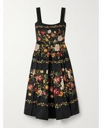 Agua Bendita - Alcaparra Paramo Pleated Floral-Print Cotton-Poplin Midi Dress - Lyst