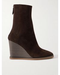 Aquazzura - Saint Honore 85 Suede Wedge Ankle Boots - Lyst