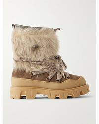Moncler - Peak Apres Plush-Trimmed Suede And Rubber Ankle Boots - Lyst