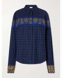 Dries Van Noten - Embellished Checked Cotton-Flannel Shirt - Lyst