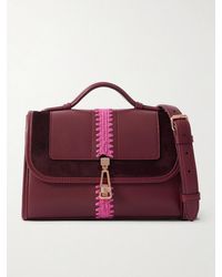 Gabriela Hearst - Leonora Small Crochet And Suede-Trimmed Leather Shoulder Bag - Lyst