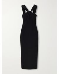 Emilia Wickstead - Lucciene Open-Back Twisted Darted Birdseye Halterneck Midi Dress - Lyst