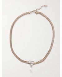 McQueen - Skull-Tone, Crystal And Faux Pearl Necklace - Lyst
