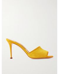 Manolo Blahnik - Larache 90 Suede Mules - Lyst