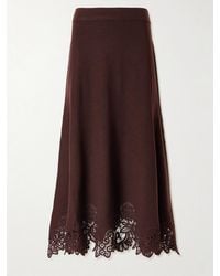Zimmermann - Valiant Lace-Trimmed Wool Midi Skirt - Lyst