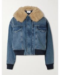 FRAME - The Aviator Shearling-Trimmed Denim Jacket - Lyst