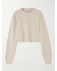 Skims - Cropped Cotton-Blend Jersey Sweater- Stone - Lyst