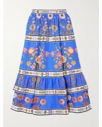 Borgo De Nor - Paulina Printed Cotton-Poplin Midi Skirt - Lyst