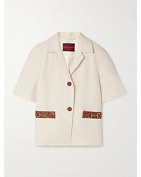 Gucci - Jacke Aus Leinen-Canvas Mit Lederbesätzen Und Horsebit-Details - Lyst