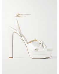 Aquazzura - Cupid Plateau 130 Knotted Satin Platform Sandals - Lyst