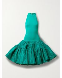 Oscar de la Renta - Tiered Stretch-Knit And Silk-Taffeta Halterneck Mini Dress - Lyst