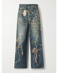 Acne Studios - Trompe L'Oeil Printed High-Rise Wide-Leg Jeans - Lyst