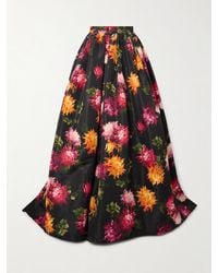 Carolina Herrera - Maxirock Aus Faille Mit Blumenprint Und Falten - Lyst