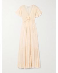 Isabel Marant - Agathe Tiered Gathered Silk-Crepon Maxi Dress - Lyst
