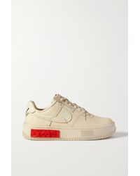 Nike Air Force 1 Fontanka Faux Suede-trimmed Leather Sneakers - Natural