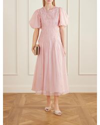 knee length dresses for ladies Ophelia Lace Midi Dress | Fawn Pink