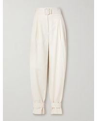 Another Tomorrow - Belted Lyocell And Organic Cotton-Blend Tapered Pants - Lyst