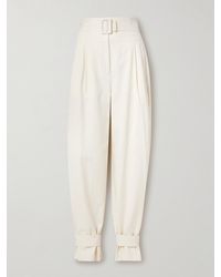 Another Tomorrow - Belted Lyocell And Organic Cotton-Blend Tapered Pants - Lyst