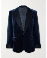 Costarellos - Satin-Trimmed Cotton-Velvet Blazer - Lyst