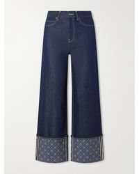 Tory Burch - Printed High-Rise Straight-Leg Jeans - Lyst