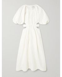 Aje. - Mimosa Cutout Gathered Linen-blend Midi Dress - Lyst