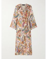 Etro - Asymmetric Ruffled Paisley-Print Silk Wrap Dress - Lyst