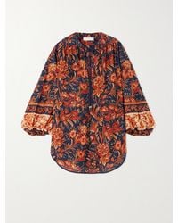 Zimmermann - Net Sustain Junie Tie-Detailed Floral-Print Organic Silk Blouse - Lyst