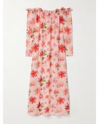 Kika Vargas - Dede Off-The-Shoulder Ruffled Floral-Print Crepe De Chine Maxi Dress - Lyst